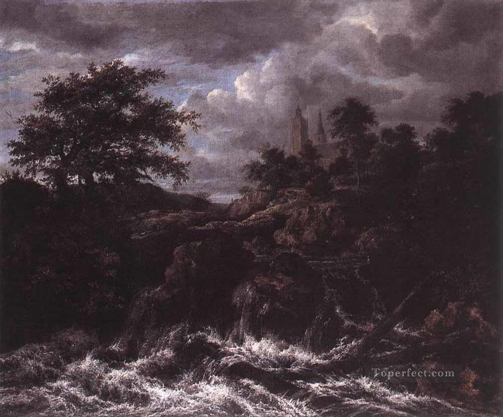 Waterfall By A Church landscape Jacob Isaakszoon van Ruisdael river Oil Paintings
